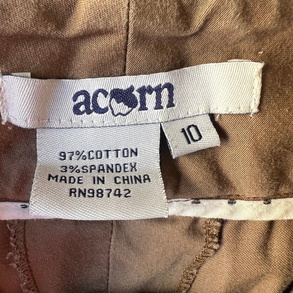 Cotton Women Camel Tan Wide Leg Crapis Button Detail Size 10 Stretch - Picture 7 of 7